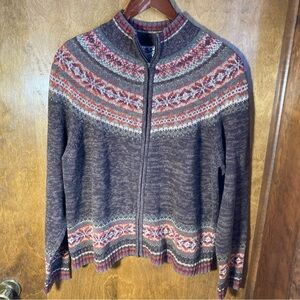 Heirloom Collectibles Women’s M Fair Isle Zip Cardigan Grandpacore Cottagecore